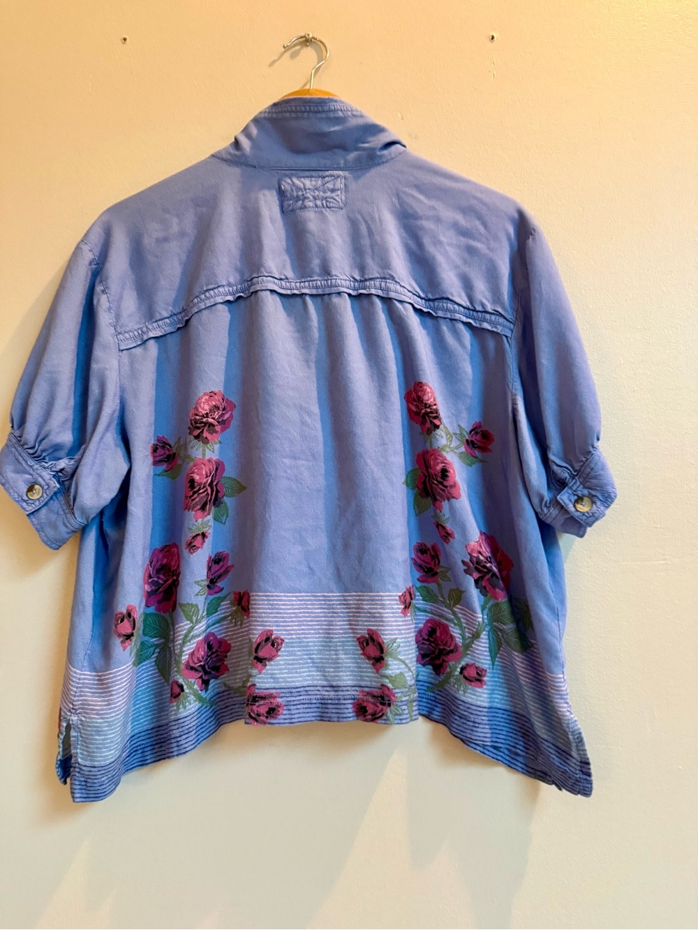Free People We The Free Big Blooms Shirt, Large, Blue Combo - Picture 14 of 16